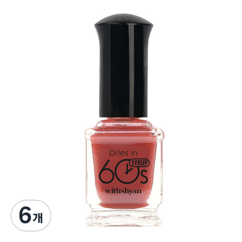 위드샨 시럽타입 반투명 60초 네일라커 매니큐어 9ml, M67 딸기잼시럽, 6개