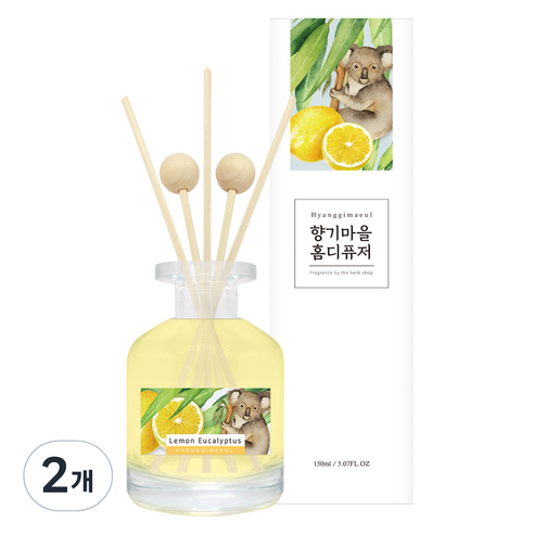 향기마을 실내용 홈 디퓨저 150ml, 레몬유칼립투스, 2개