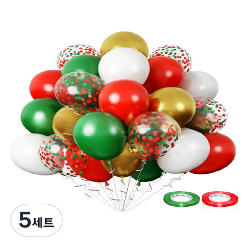 만들하비 컨페티 풍선 30p 세트, 그린레드(랜덤발송), 5세트