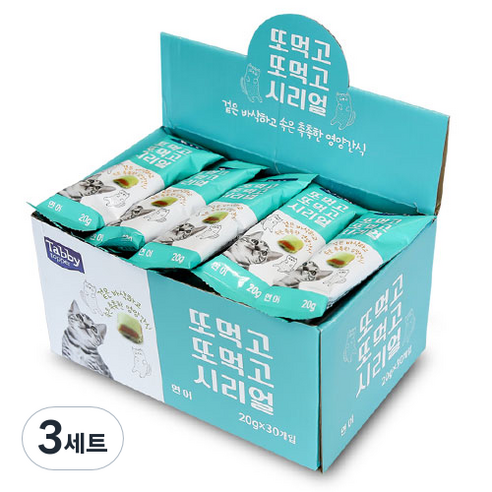 테비토퍼 또먹고또먹고 시리얼 고양이 간식, 연어맛, 20g, 3세트