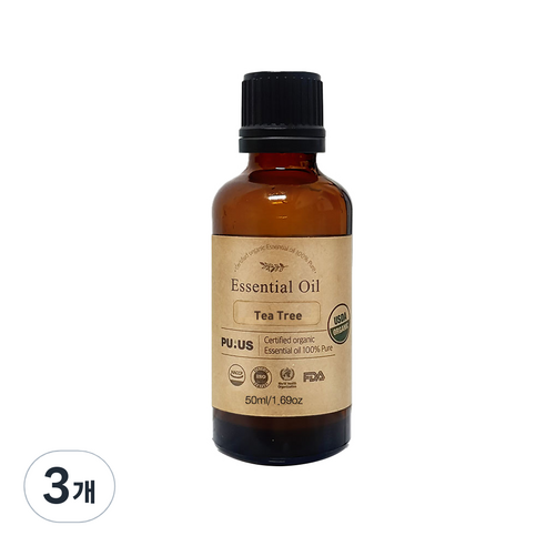 퓨어스 유기농 티트리오일, 50ml, 3개