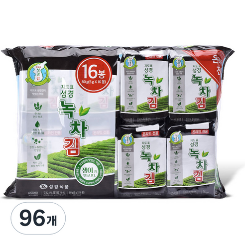 성경식품 지도표 녹차식탁김, 5g, 96개