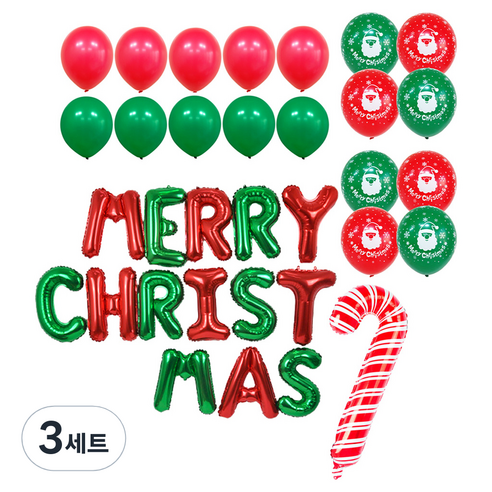 파티쇼 크리스마스 메시지 MERRY CHRISTMAS 케이스 풍선 세트, 크리스마스산타(풍선), 3세트