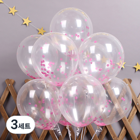 파티해 써클 컨페티풍선 20p + 손펌프 랜덤발송 +컬링리본 + 스펀지닷 세트, 푸치샤, 3세트