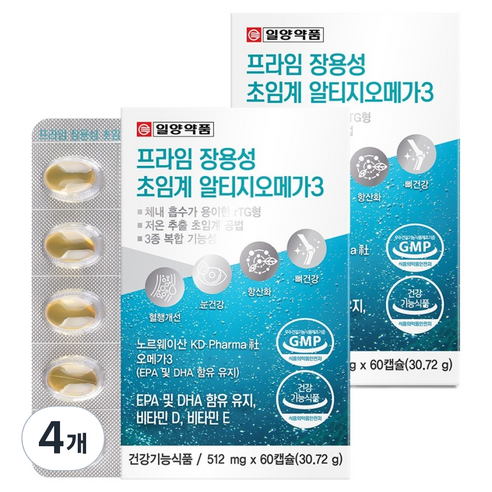 일양약품 프라임 장용성 초임계 알티지오메가3 30.72g, 60정, 4개