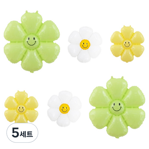파티공구 데이지 스마일 꽃풍선 세트, 레몬라임, 5세트
