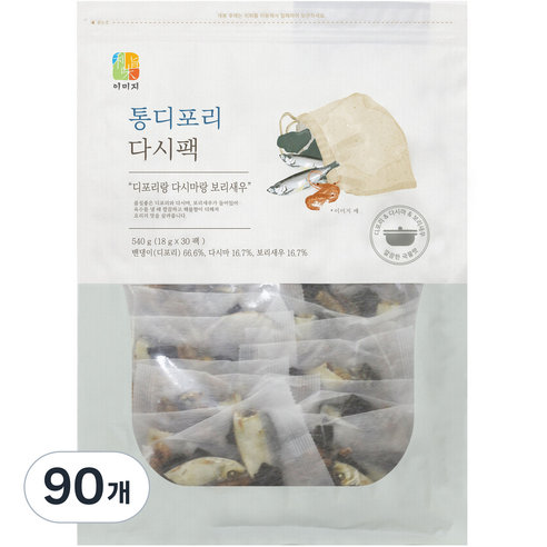 석하 해물맛 육수진한 통디포리다시팩, 18g, 90개