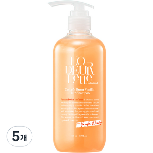 로더렛 인 잉글랜드 컬러핏 번트 바닐라 헤어 샴푸 바닐라 우디향, 500ml, 5개