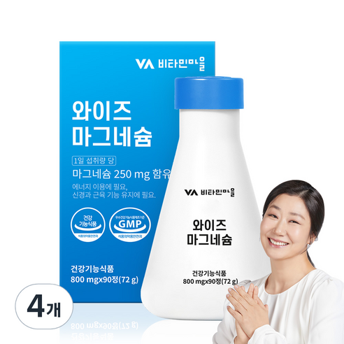 비타민마을 와이즈 마그네슘 72g, 90정, 4개