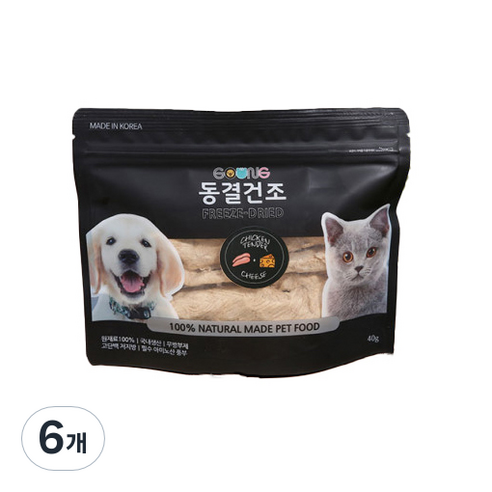궁 반려동물 닭안심 동결건조 간식 40g, 치즈맛, 6개