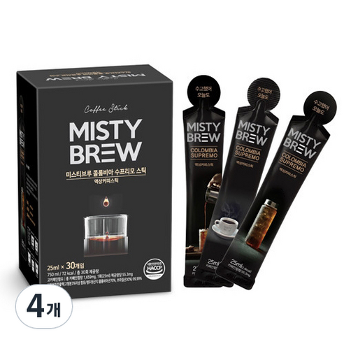 미스티브루 더치커피 콜롬비아 수프리모 액상스틱, 25ml, 30개입, 4개