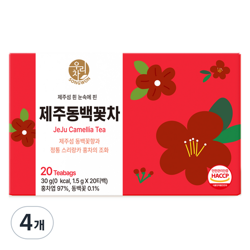우리차 제주 동백꽃차, 4개, 20개입, 1.5g