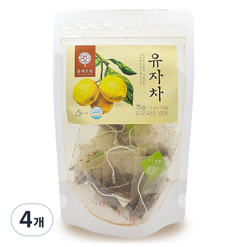 몸애조화 유자차 티백, 10개입, 4개, 1.5g