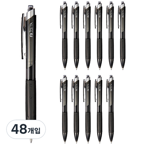 모나미 FX ZETA 펜 0.7mm, 흑색, 48개입