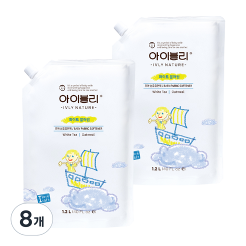 아이블리네이처 유아 섬유유연제 화이트 블러썸향 리필, 8개, 1.2L