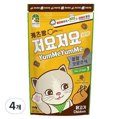 캐츠랑 저요저요 고양이 보양간식, 닭고기, 150g, 4개