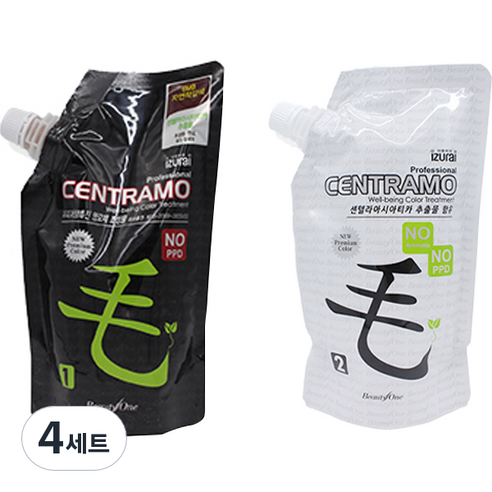 프리미엄 센트라모 코팅 칼라 크림 1제 염모제 500g + 2제 산화제 500g, 6MB 자연적갈색, 4세트