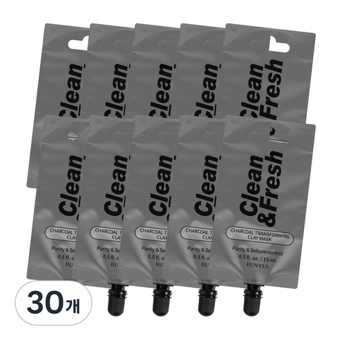 은율 클린 앤 프레시 차콜 트랜스포밍 클레이 마스크 파우치 팩 15ml, 1개입, 30개
