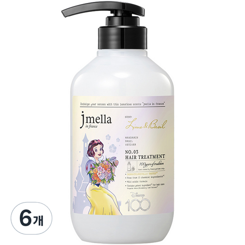 제이멜라 디즈니100 에디션 라임 앤 바질 헤어 트리트먼트 만다린향, 500ml, 6개