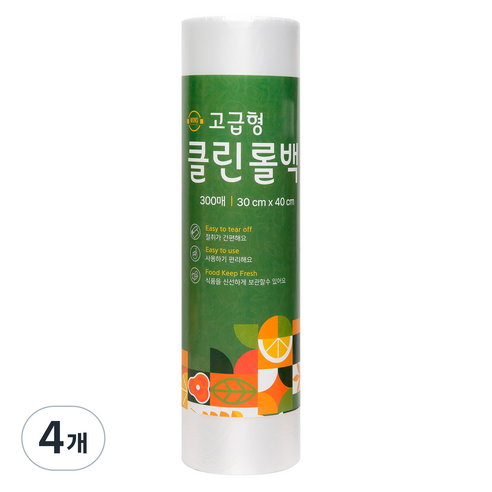 원스마켓 고급형 두꺼운 위생롤백 대형 30cm x 40cm, 대(L), 300개입, 4개