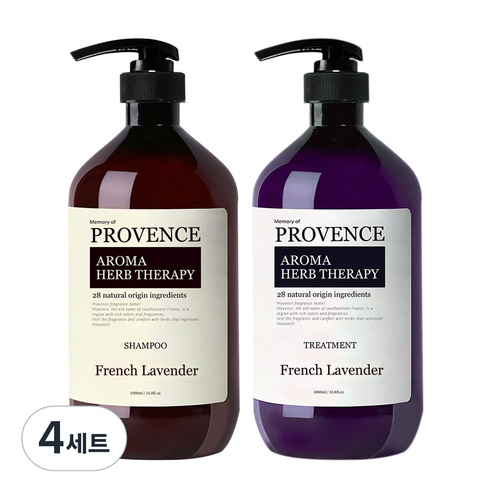 프로방스 프렌치 라벤더 샴푸 1L + 라벤더 트리트먼트 1L, 4세트