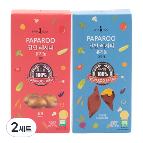 파파루 간편레시피 유기농 야채가루 분말이유식 고운입자 2종 세트, 감자, 고구마, 2세트, 15g