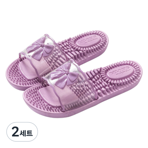 언헤브 리본 지압 슬리퍼 230, 02 퍼플, 2세트