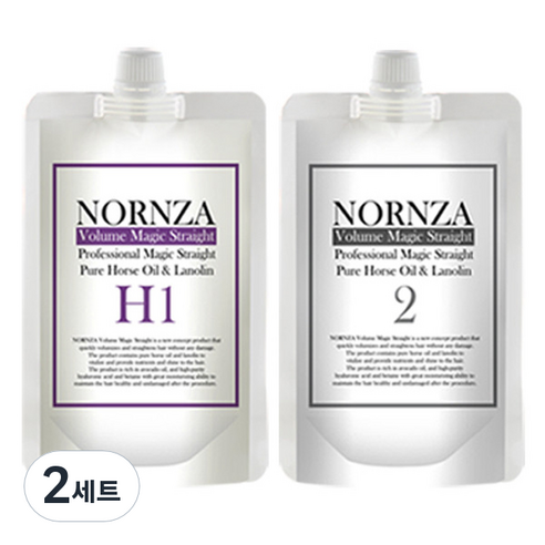 노른자 볼륨매직 스트레이트 파마약 H1 일반모 1제 200g + 2제 200g 세트, 2개, 400g