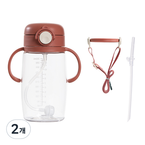 랄라비 플러스 트라이탄 빨대컵 350mL, 레드, 2개, 220ml