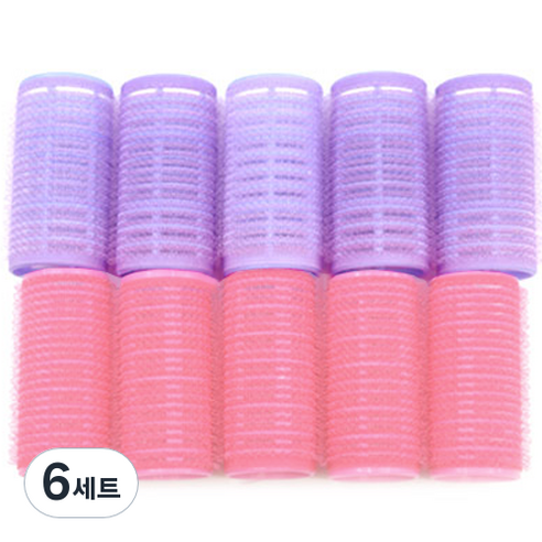 쉬즈라인 찍찍이 헤어롤 대 5p + 중 5p 세트, 혼합색상, 6세트