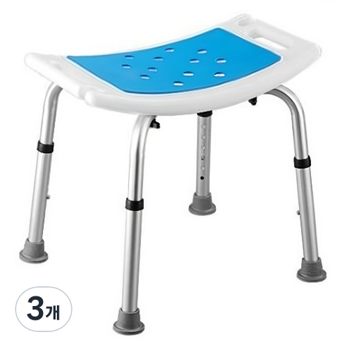 인파로 노인 환자용 높이조절 샤워의자, 블루, 3개