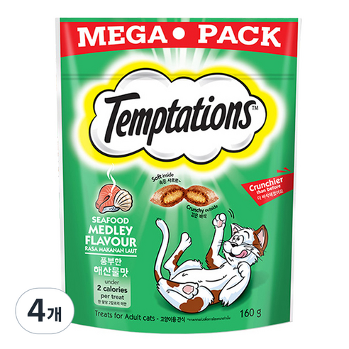 템테이션 고양이 간식, 풍부한 해산물맛, 160g, 4개