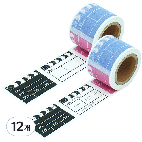 리훈 다정한마테 무비 마스킹테이프 30mm, 슬레이트, 12개