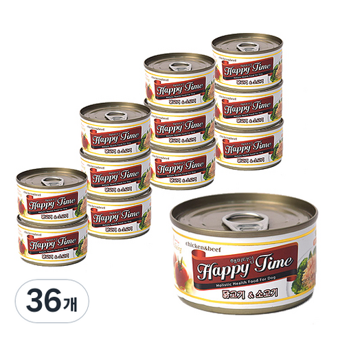 해피타임 강아지 간식캔 100g, 닭고기 + 소고기 혼합맛, 36개
