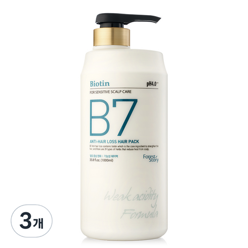 포레스트스토리 B7 약산성 탈모 헤어팩, 1000ml, 3개