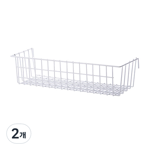인테리어 벽걸이 메쉬수납함 대, 화이트, 2개