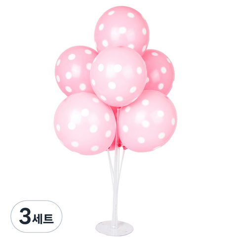 파티쇼 풍선꽂이 장식세트 70cm, 도트핑크, 3세트