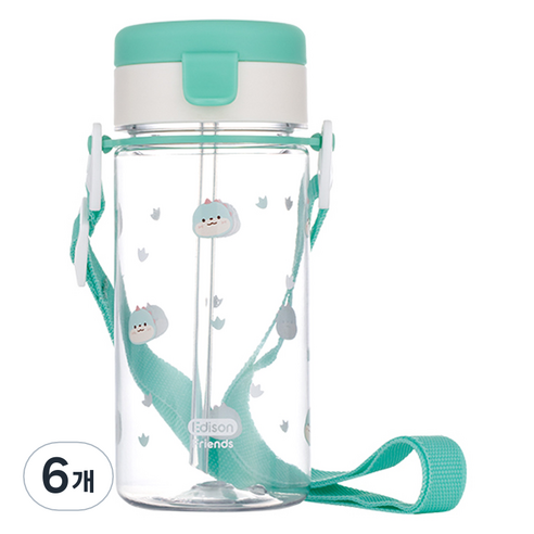 에디슨 프렌즈 흘림방지 에코젠 빨대컵 350ml, 6개, 공룡 에디노