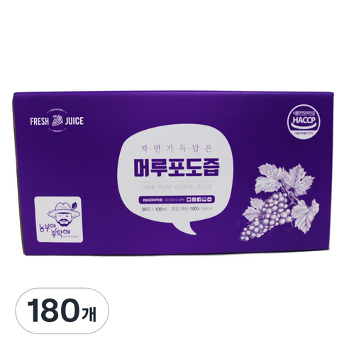 농부야부탁해 머루포도즙, 100ml, 180개