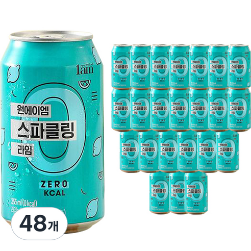원에이엠 스파클링 캔 라임 탄산수, 355ml, 48개