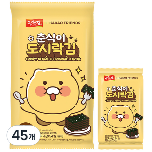 카카오 춘식이 재래 도시락김, 5g, 45개