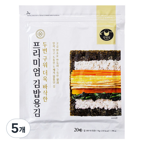 만전김 프리미엄 김밥용김 20매, 56g, 5개