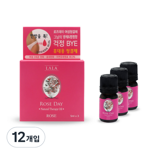 라라 로즈데이 여성청결제 로즈, 5ml, 12개
