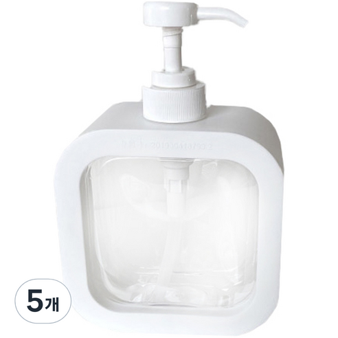 더이쁨 사각 투명용기 500ml, 화이트, 5개