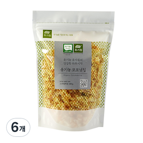 유가원 유기농 코코넛칩, 180g, 6개