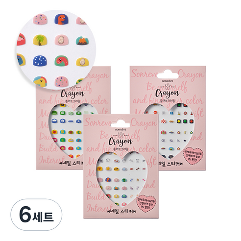 쏭레브 크레용 유아 네일스티커 CRY04 + CRY05 + CRY06 세트, 6세트