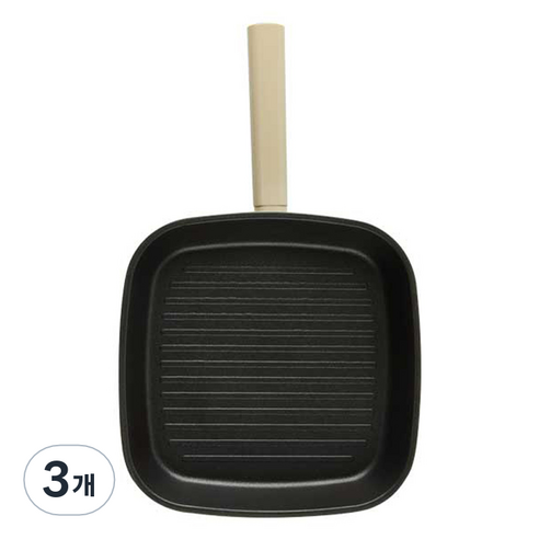 인터쿡 인덕션 센스 사각팬 베이지, 27cm, 3개