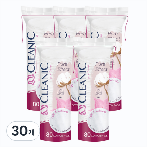 클레아닉 퓨어 이펙트 소프트 터치 화장솜, 80개입, 30개