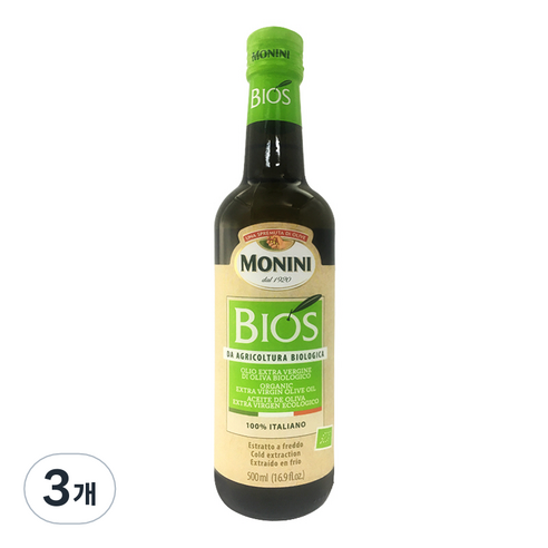 모니니 유기농 클라시코 엑스트라버진 올리브오일, 500ml, 3개