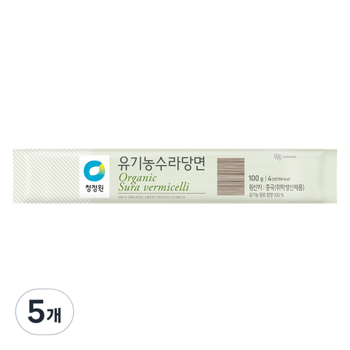 청정원 유기농 수라당면, 100g, 5개